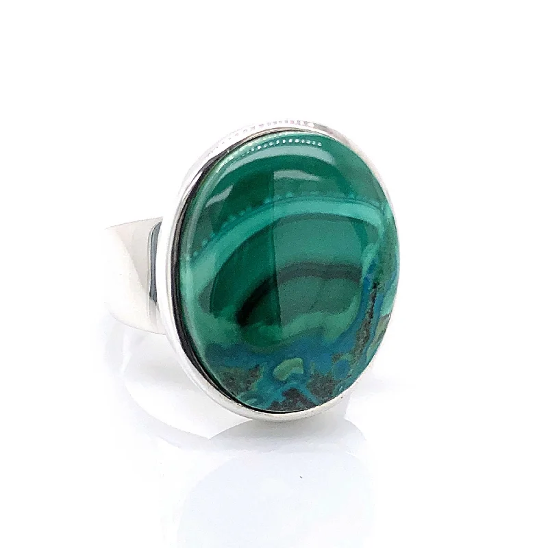 'Heni' Silver Malachite Gemstone Ring