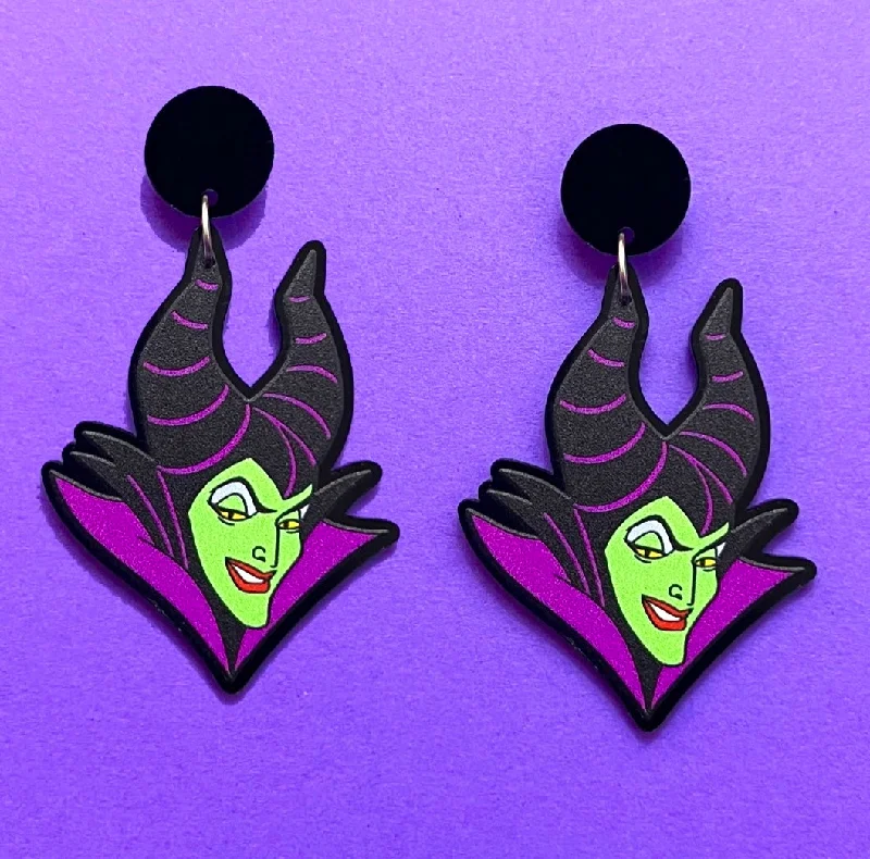 Mistress Of Evil Black Acrylic Drop Earrings