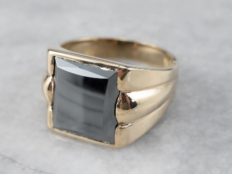 Men's Hematite Statement Ring