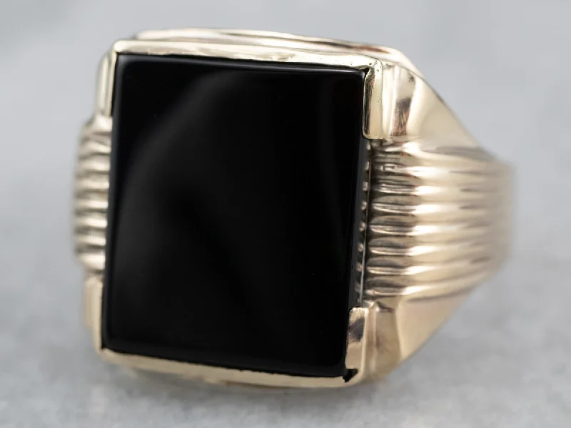 Men's Retro Black Onyx Ring