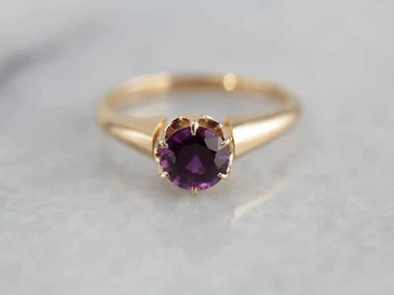 Metal: 18K Antique Rose Gold 
Gem: Purple Sapphire .93 Carat...