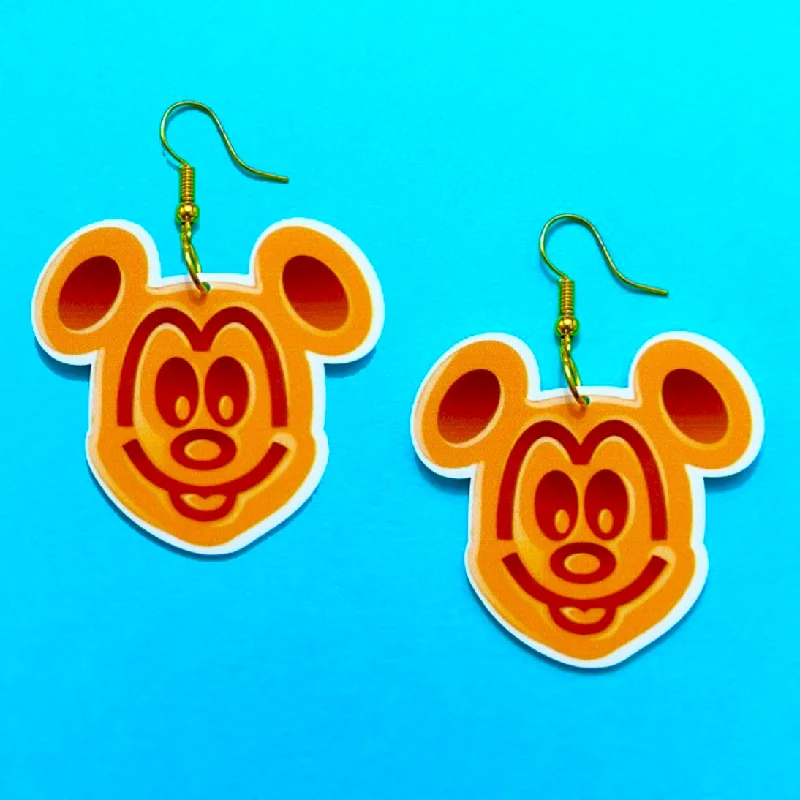 Mouse Waffle Inspired Acrylic Drop Earrings