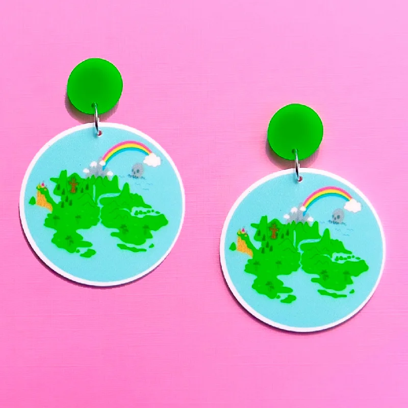 Neverland Map Drop Earrings