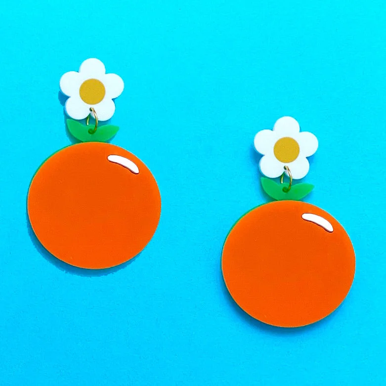 Orange Blossom Acrylic Drop Earrings