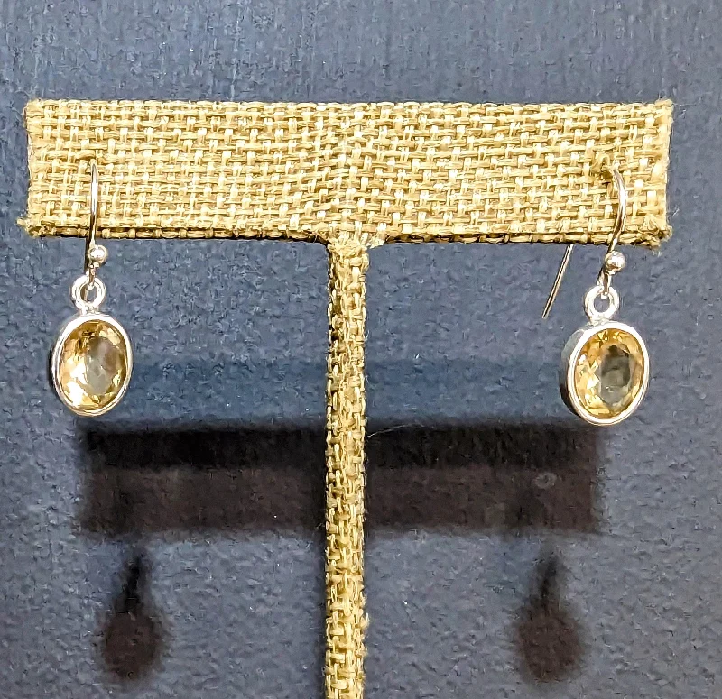 Oval Citrine Drop Earrings