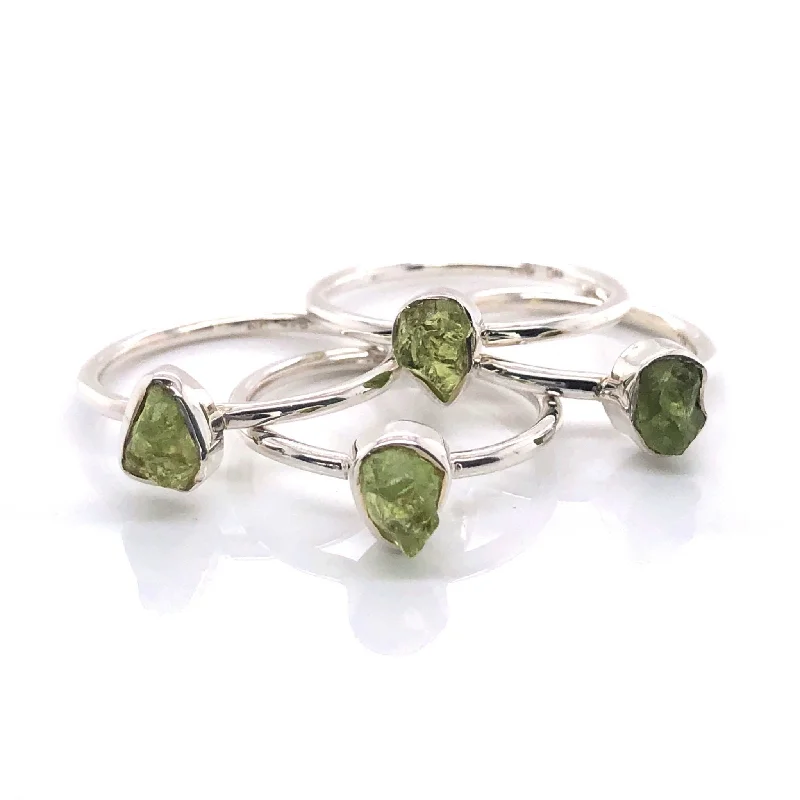 Silver Peridot Stackable Gemstone Ring