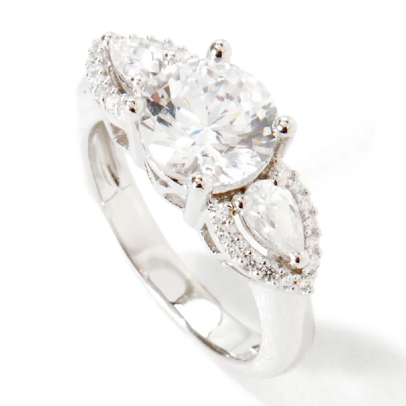 Platinum over Silver White Cubic Zirconia Ring