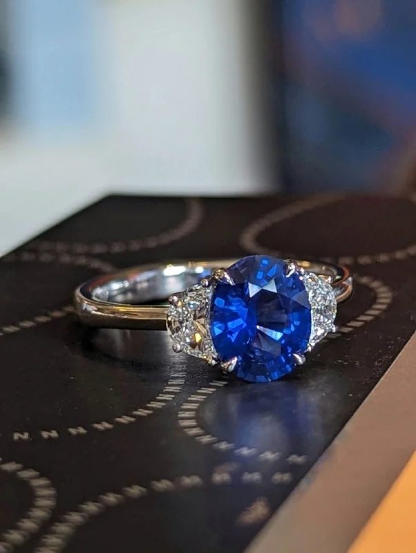 Blue Sapphire and Diamond Ring