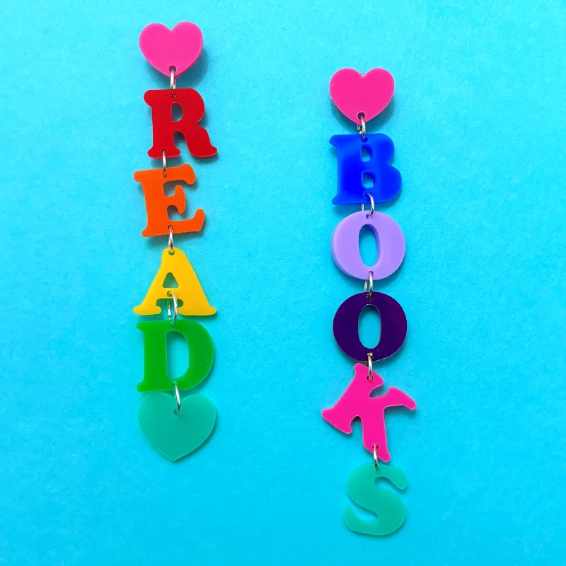 Read Books Rainbow Tiered Acrylic Drop Earrings