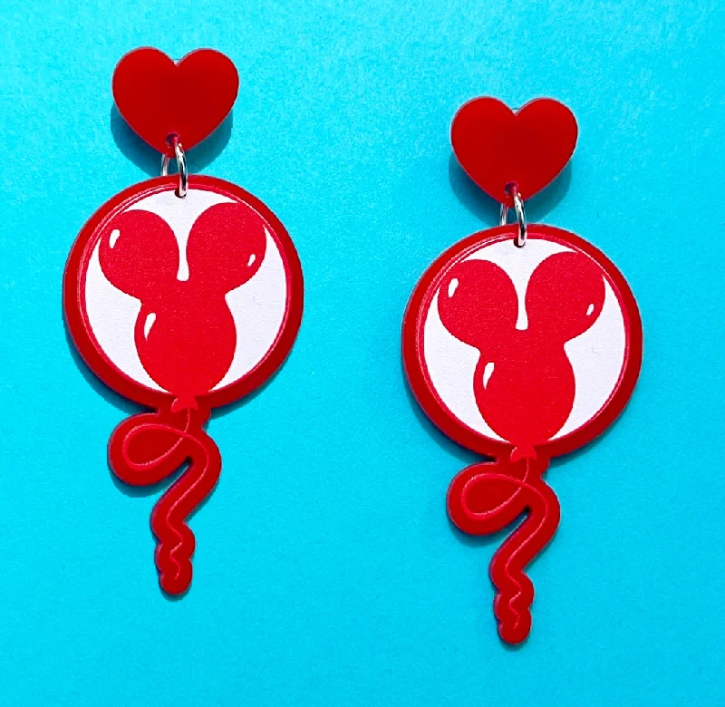 Red Mouse Balloon Acrylic Drop Earrings