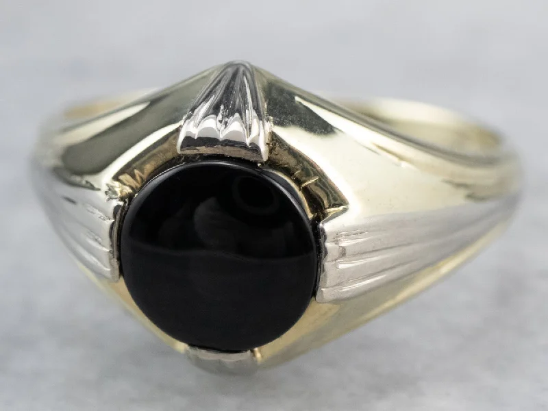 Retro Era Black Onyx Solitaire Ring