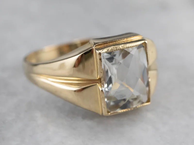 Retro White Topaz Gold Ring