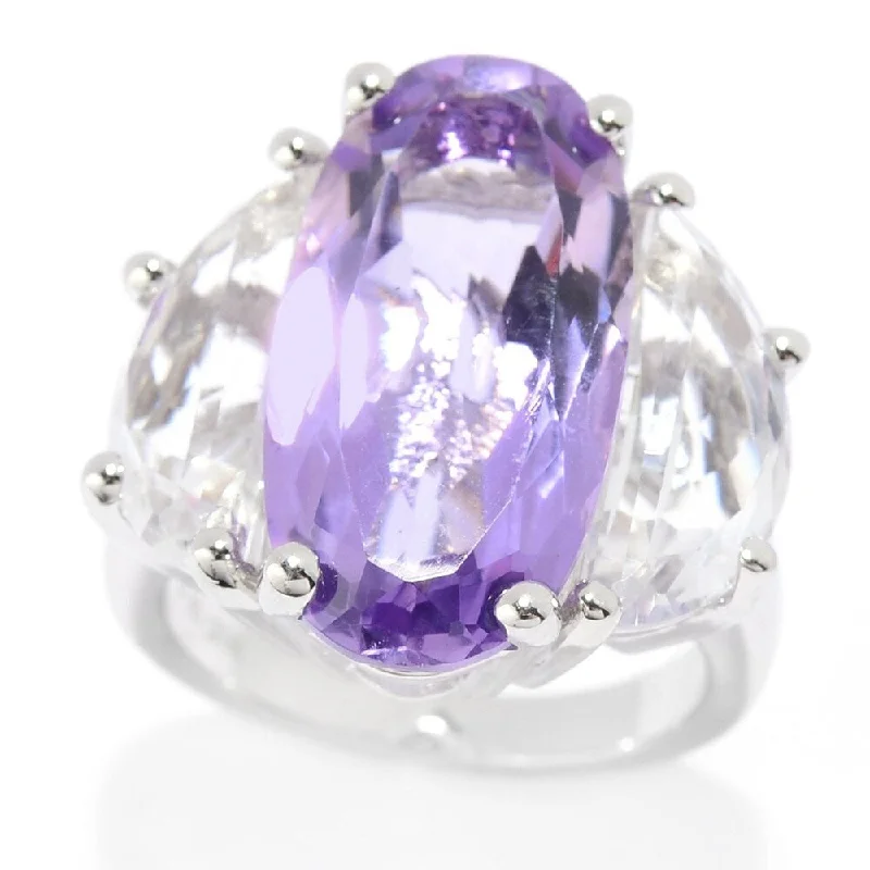 Rhodium Over Sterling Silver 12.9ctw Pink Amethyst Ring