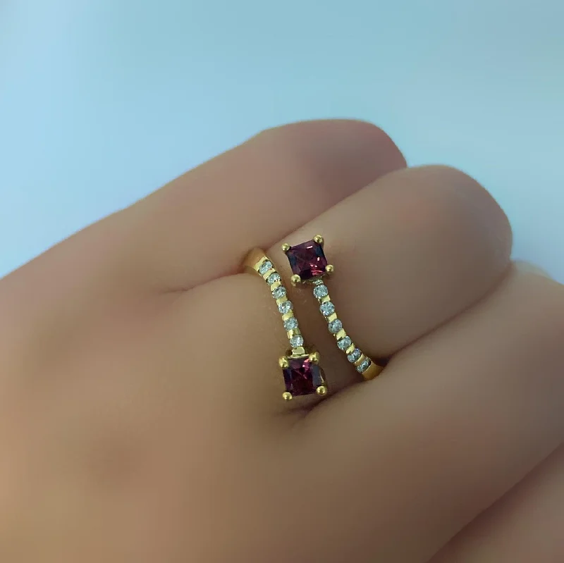 Rhodolite Diamond Ring