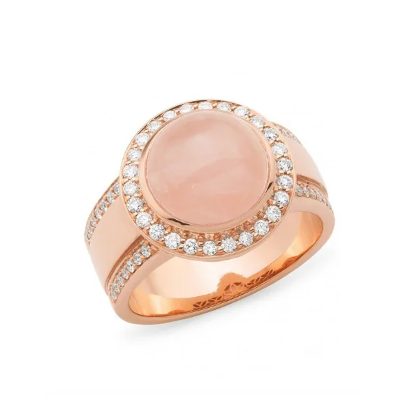 Rose Quartz Dome  and Diamond Ring