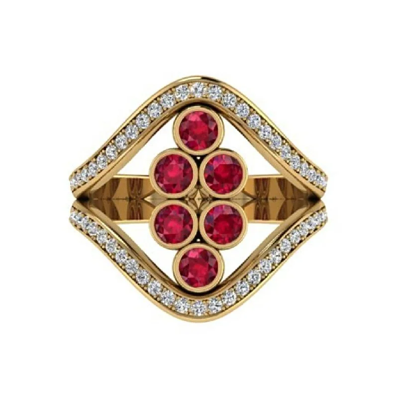 Ruby and Diamond  Ring 18K Yellow Gold