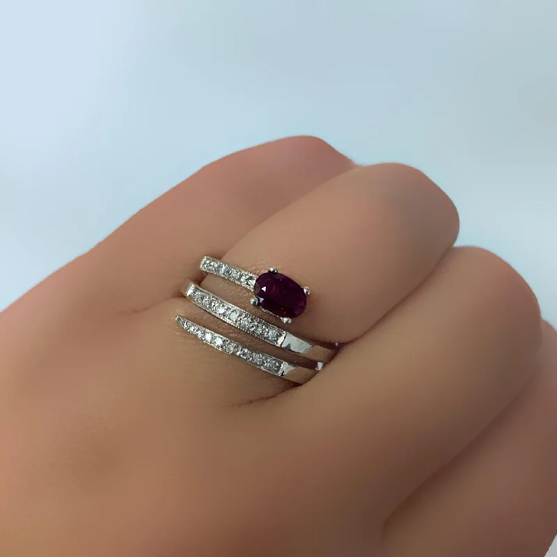 Ruby and Diamond Ring Band White Gold