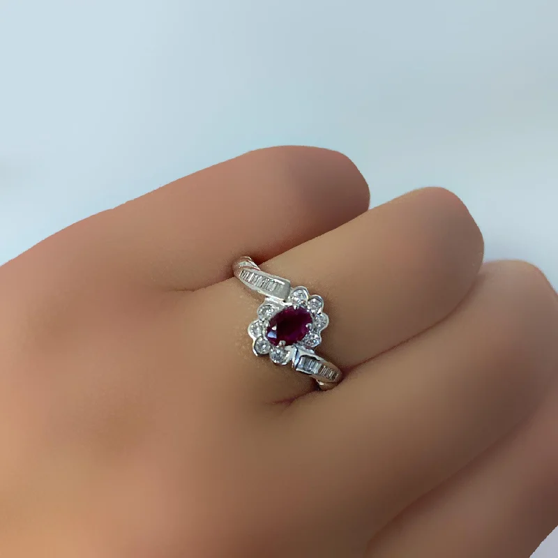 Ruby and Diamond Ring White Gold