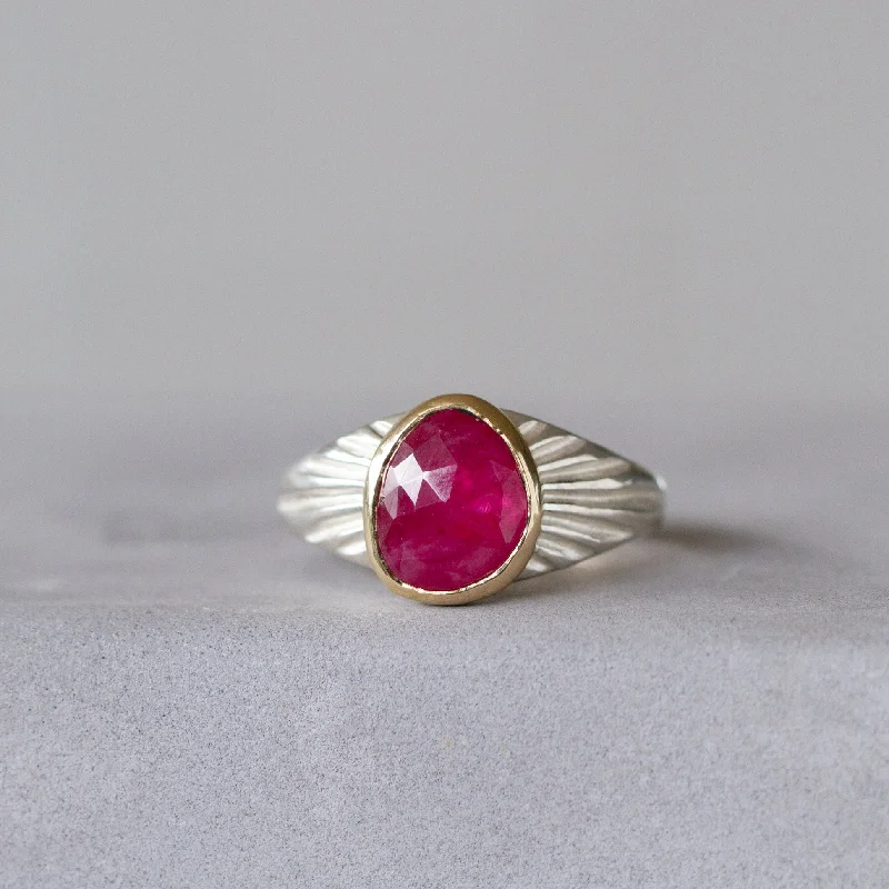 Ruby Sterling Silver and 14K Yellow Gold Calista Ring