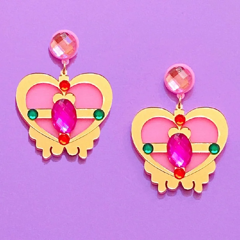 Sailor Moon Heart Acrylic Drop Earrings