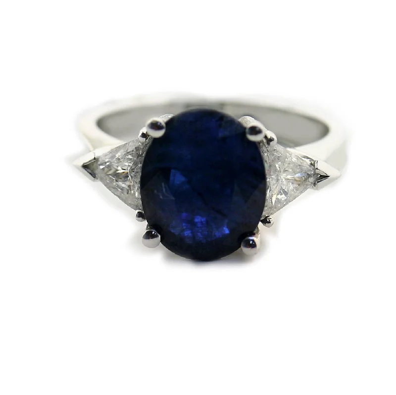 Sapphire Diamond Ring 14k White Gold