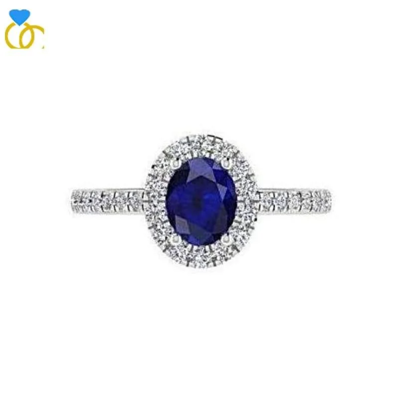 Sapphire Diamond Ring White Gold (0.26 carat t.w.)