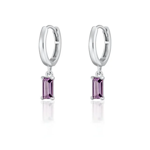 Scream Pretty Hannah Martin Silver Violet Charm Hoop Earrings