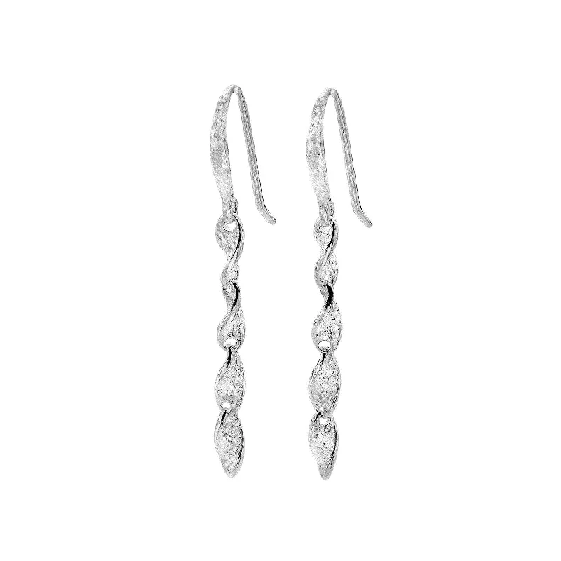 Sea Gems Silver Hammered Twist Earrings