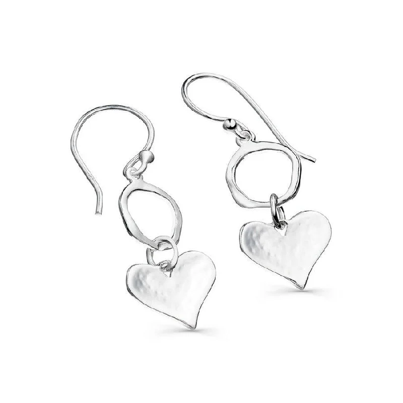 Sea Gems Silver Cornish Circle & Heart Drop Earrings