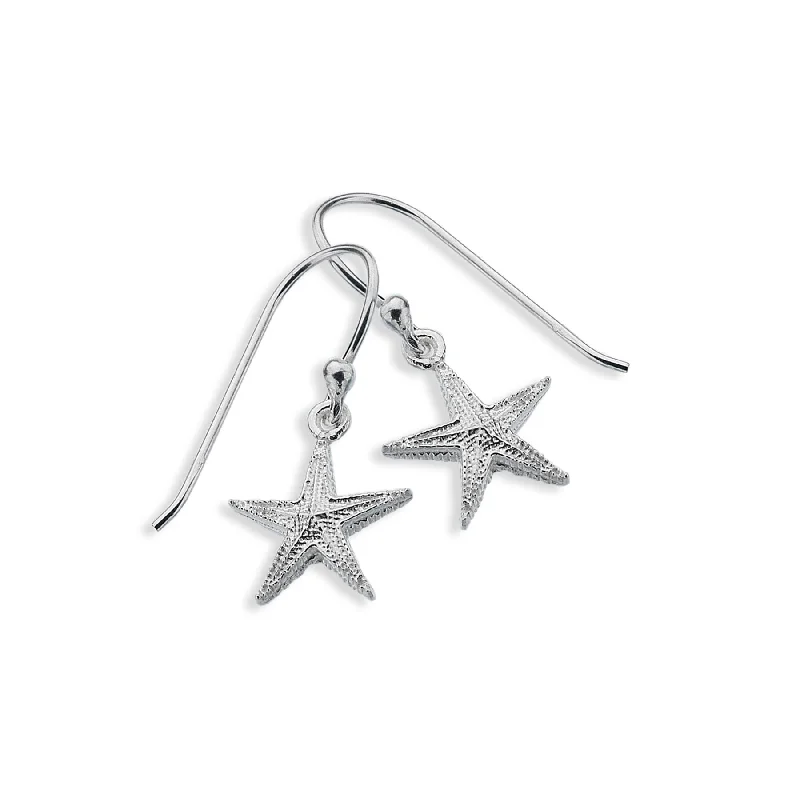 Sea Gems Sterling Silver Sparkling Starfish Earrings