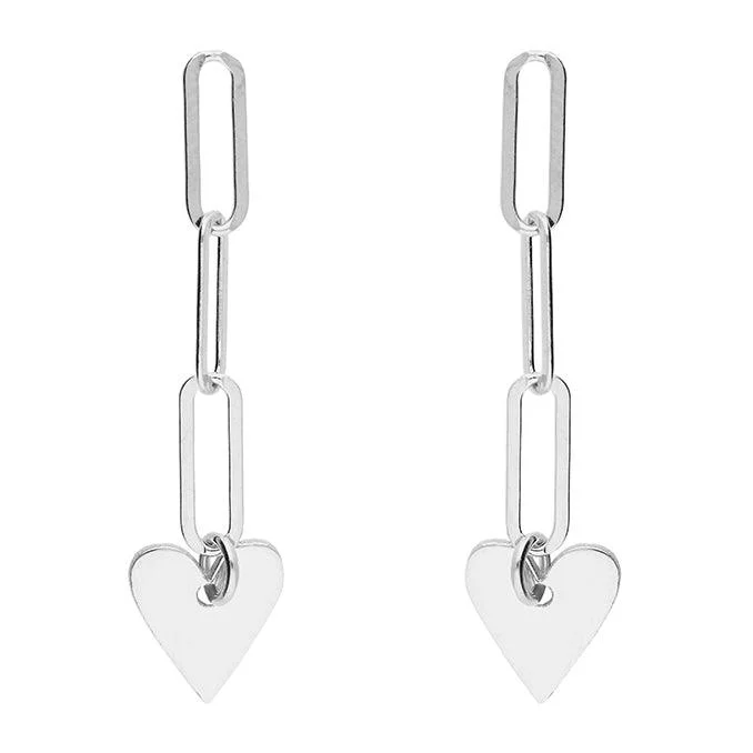 Heart Chain Link Drop Earrings