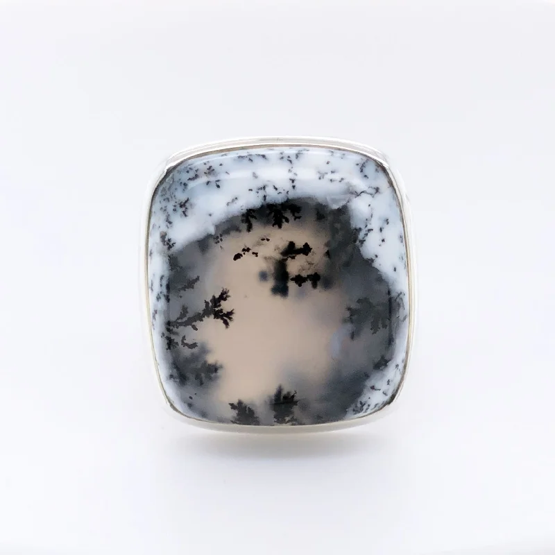 'Peta' Silver Dendritic Agate Gemstone Ring