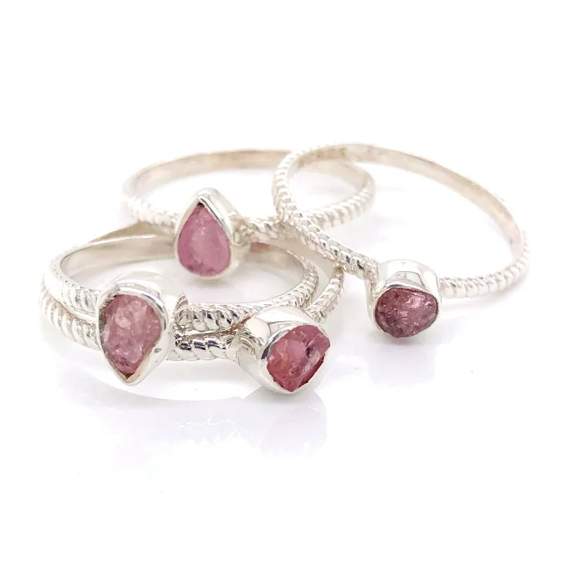 Morganite Stackable Silver Gemstone Ring