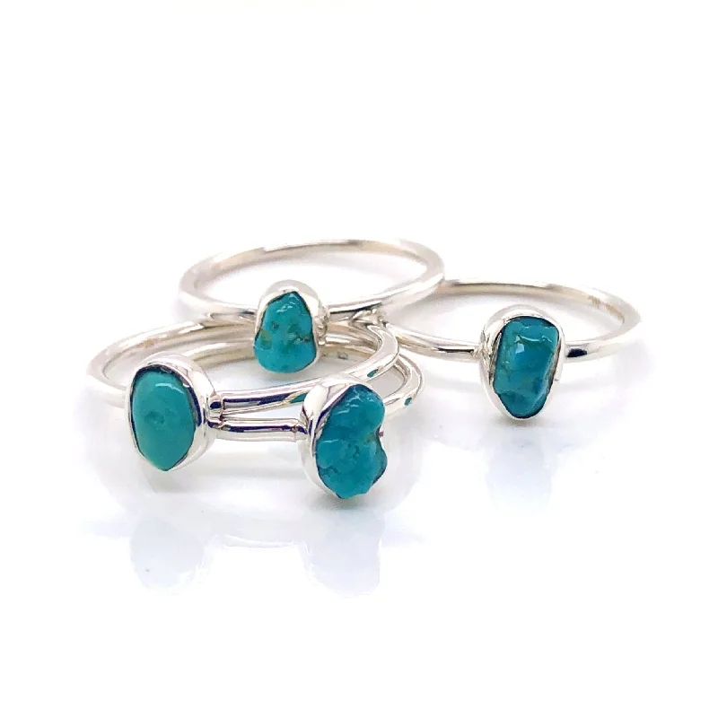 Turquoise Stackable Silver Gemstone Ring