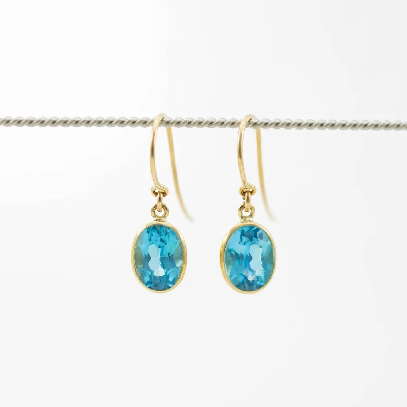 Simon Alexander 9ct Gold Blue Topaz Drop Earrings