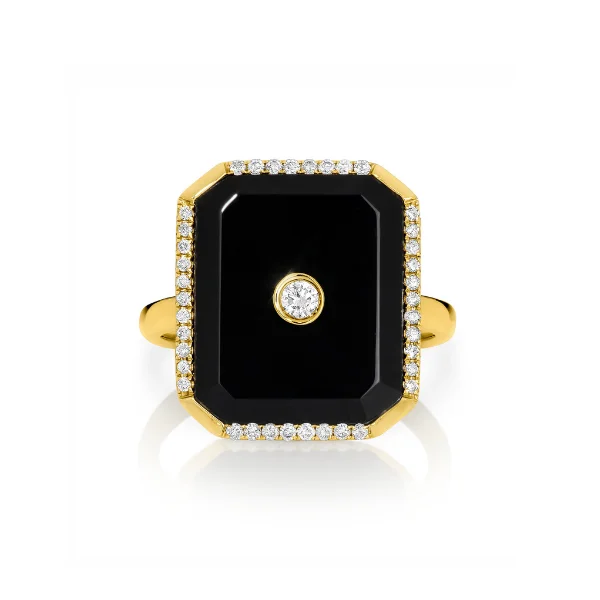 Onyx and Diamond Ring