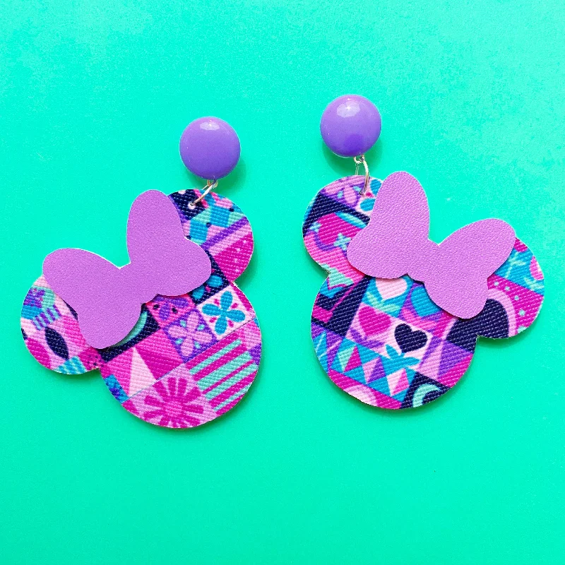 Small World Print Mouse Drop Earrings