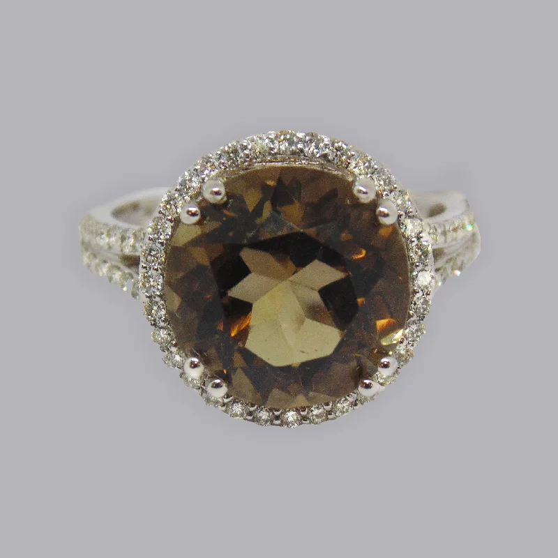 Smoky Topaz and Diamond Ring