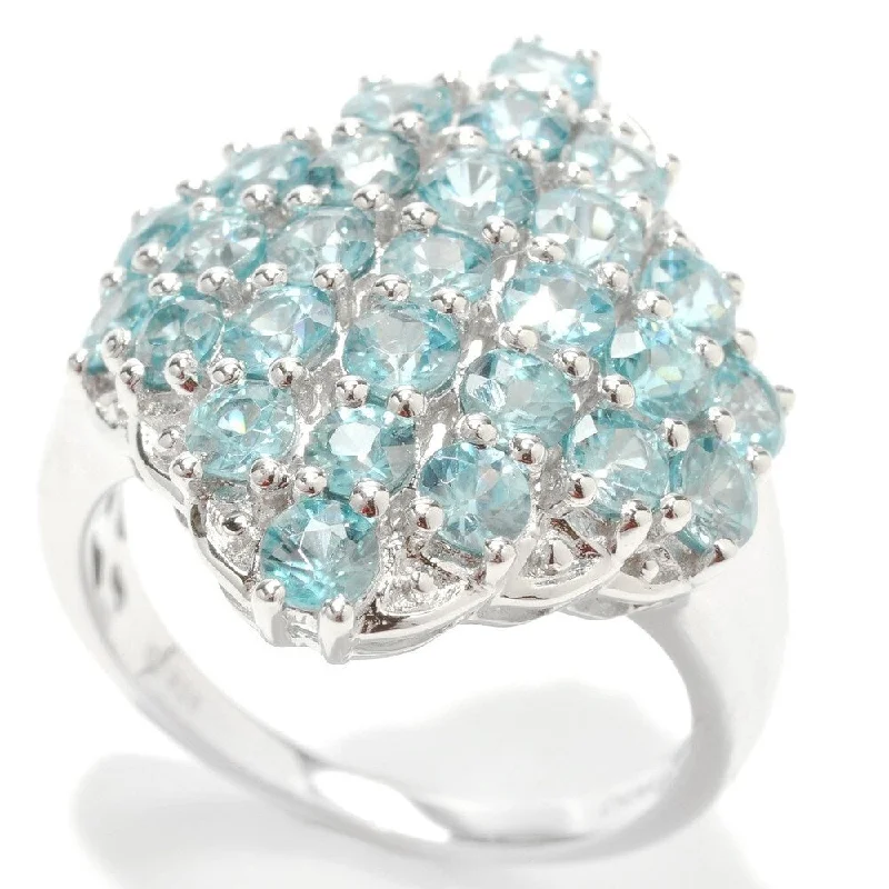 Sterling Silver 4.60Ctw Blue Zircon Cluster Ring