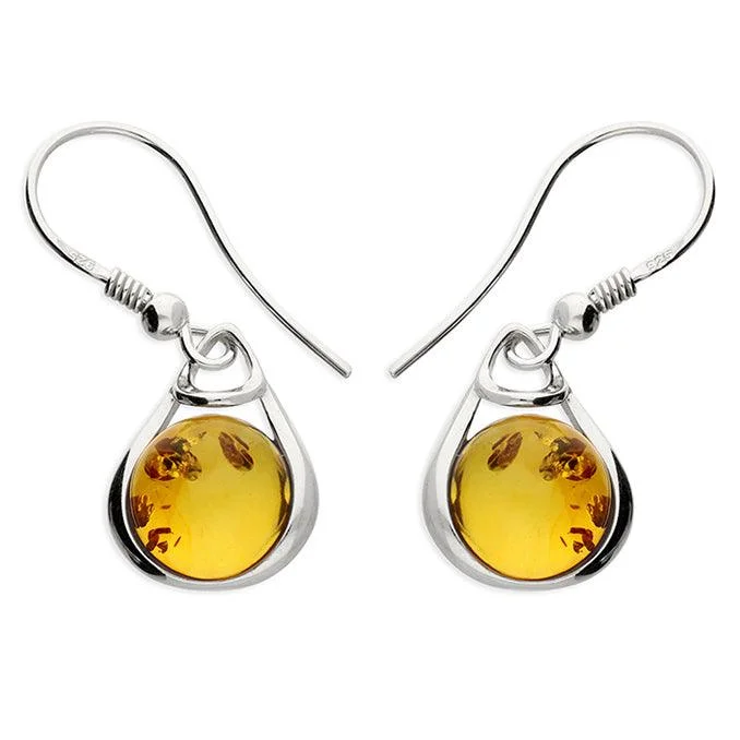 Sterling Silver Amber Drop Earrings