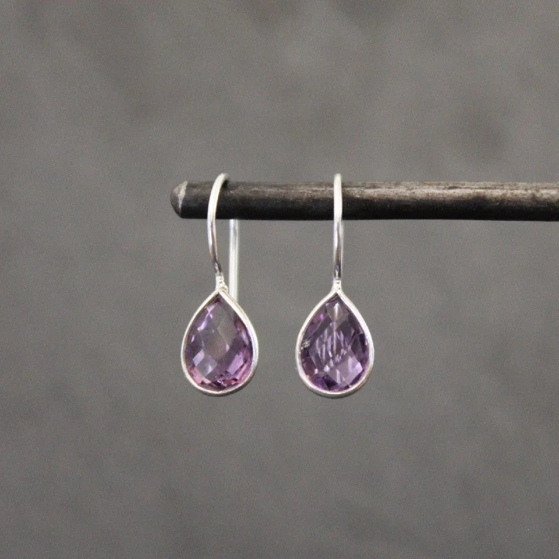 Sterling Silver Amethyst Teardrop Earrings