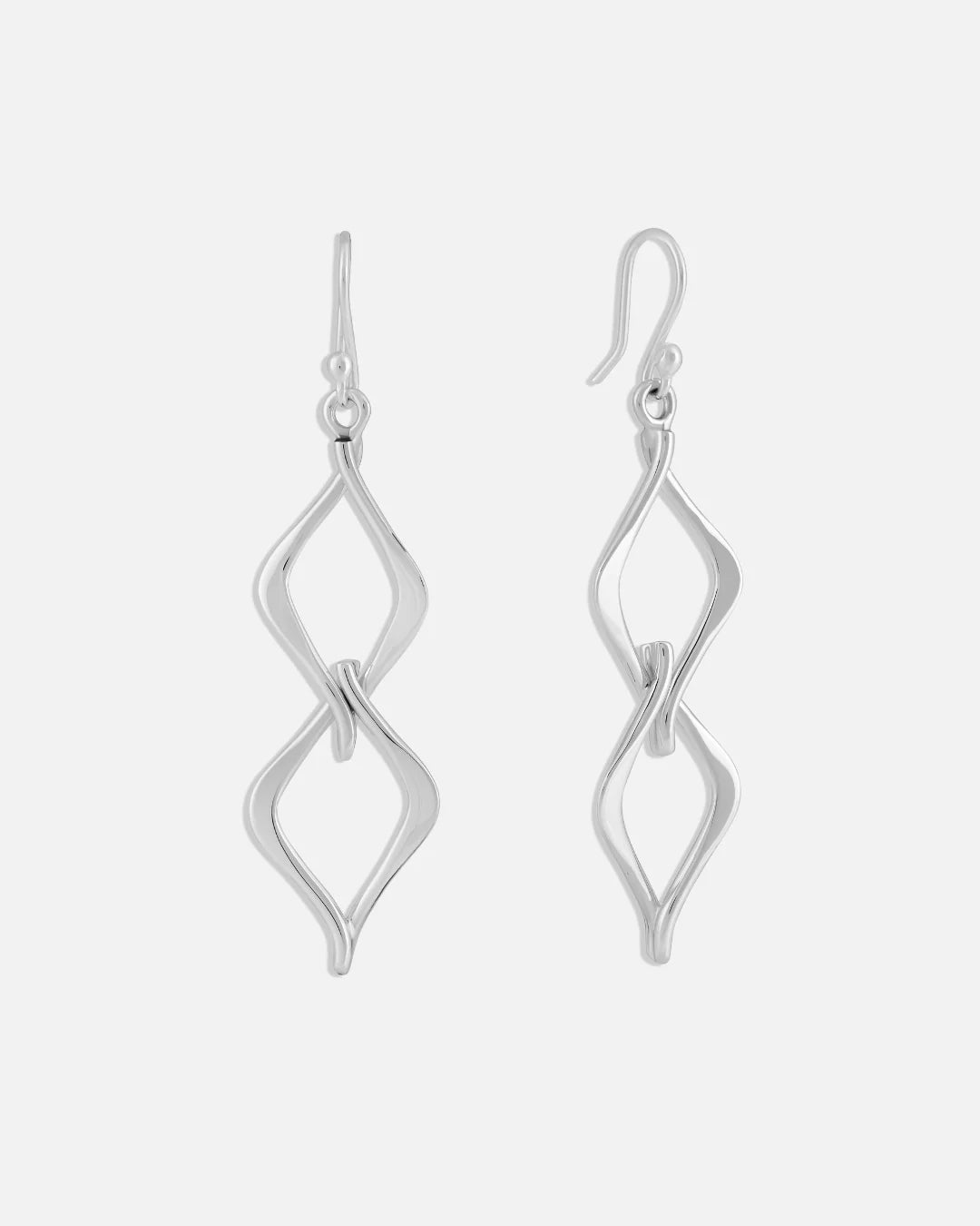 Sterling Silver Twist Rhombus Earrings