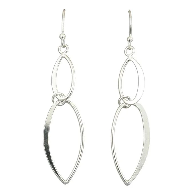 Sterling Silver Linked Teardrop Hook Earrings