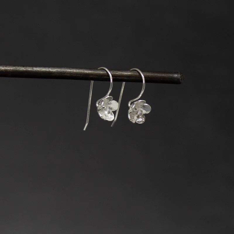 Sterling Silver Little Flower Drop Earrings