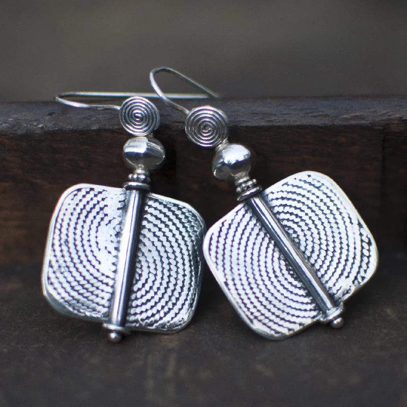 Sterling Silver Maroc Square Wirework Earrings