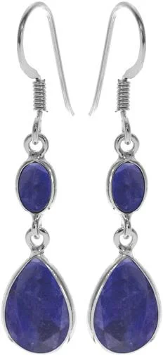 Sterling Silver Marquise Teardrop Sapphire Quartz Earrings