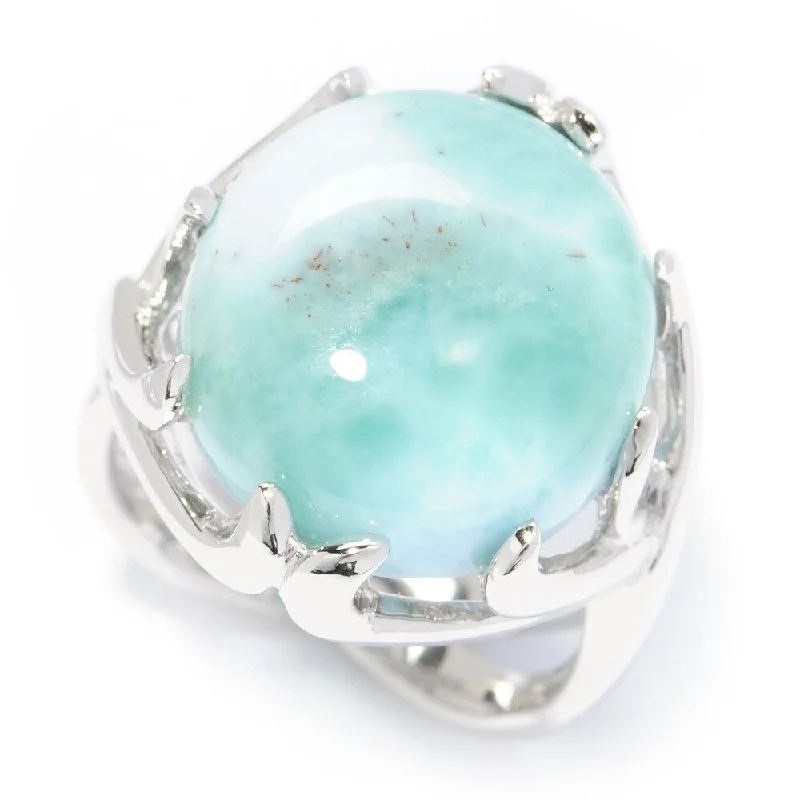 Sterling Silver Oval Larimar Split Shank Ring