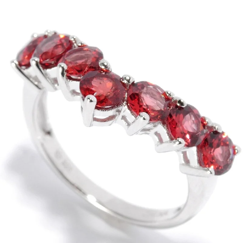 Sterling Silver Red Garnet Stack Ring