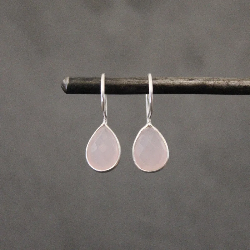 Sterling Silver Rose Quartz Teardrop Earrings