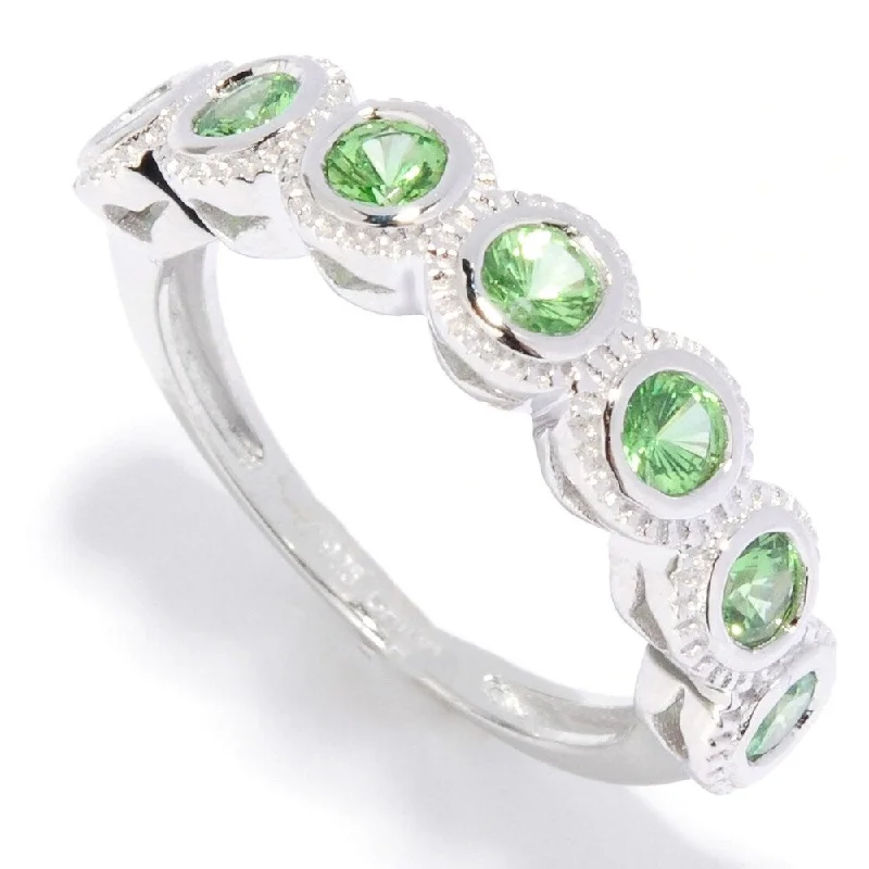 Sterling Silver Seven Stone 0.92ctw Tsavorite Band Ring